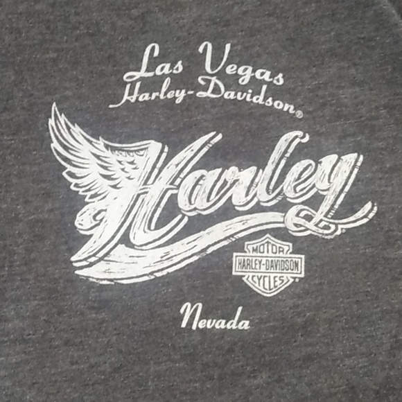 Harley Davidson Motorcycle Women's Long Sleeve Shirt size S Gray and Orange Gems - Picture 4 of 12